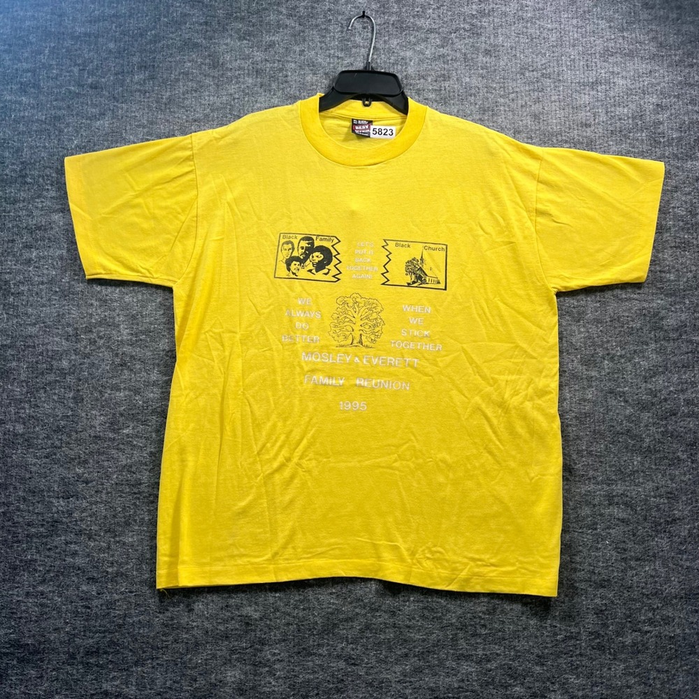 Vintage 1995 Mosley Everett Family Reunion T-Shirt XL Yellow Fruit of the Loom
